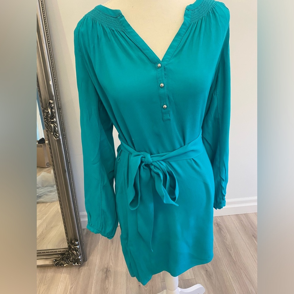 Banana Republic Teal Button-Down Dress with Slip Included - Picture 5 of 5